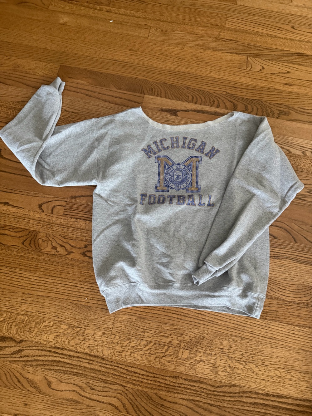 Michigan Football Gray Crewneck -Womans Sweatshirt